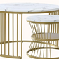 Lot de 2 tables gigognes art déco acier doré aspect marbre blanc ou noir