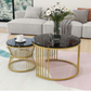 Palette de 10 tables gigognes art déco acier doré aspect marbre blanc ou noir